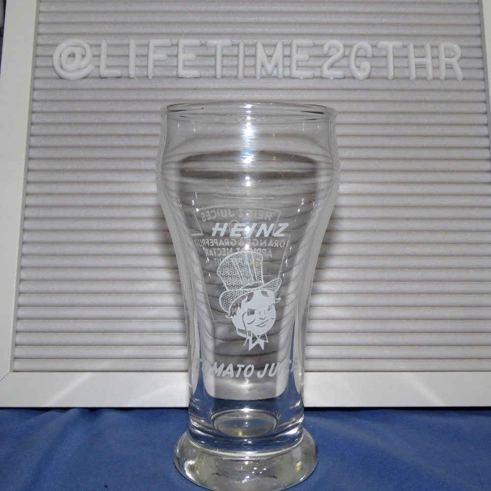 Vintage Heinz Tomato Juice Glass Top Hat Logo